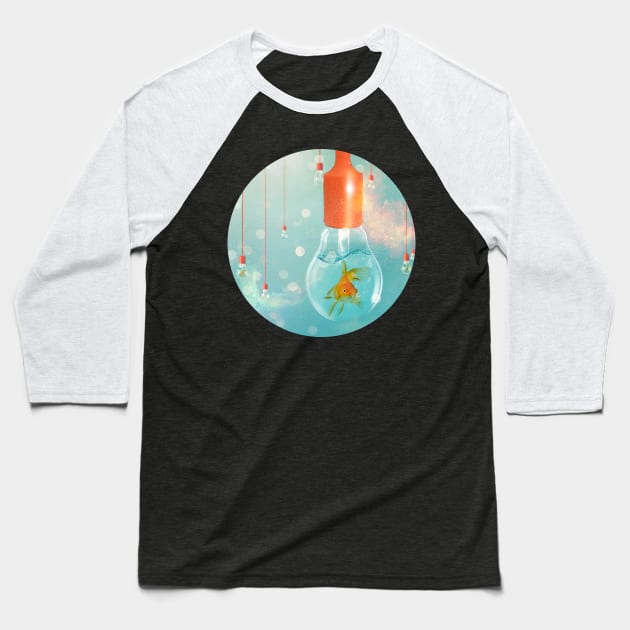 Light Bulbs and Goldfish Baseball T-Shirt by Vin Zzep